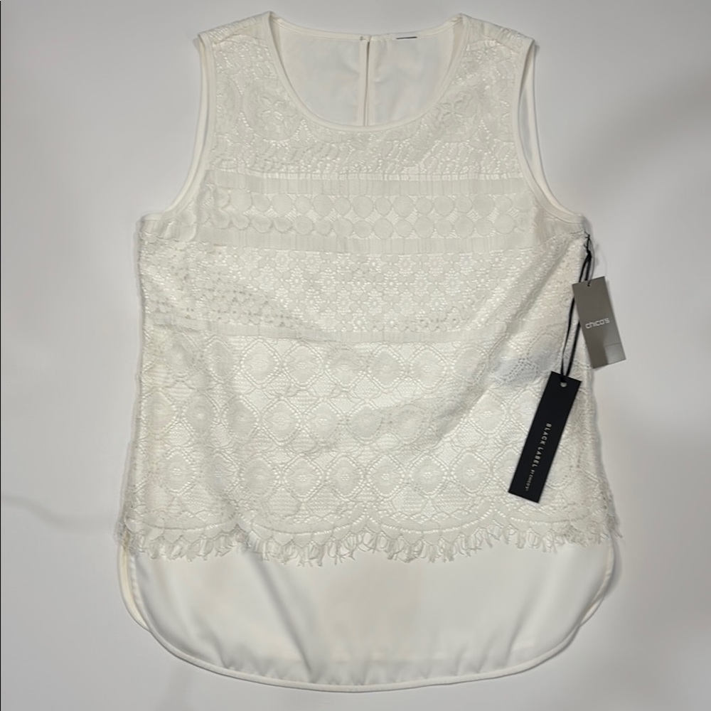 Chico's Elegant White Lace Tank Top